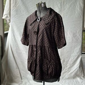 Pretty Angel Brown Jacket with Tan Polka Dots